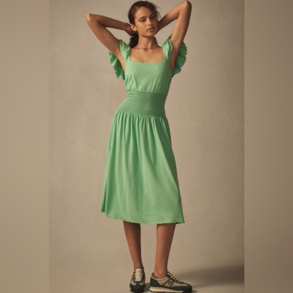 NWT Size L  Nation LTD Brittini SmockedWaist Midi Dress - Picture 3 of 16